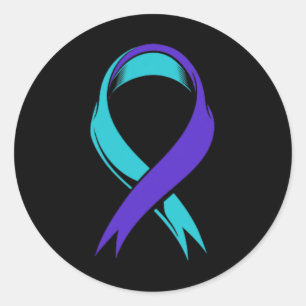 Blauwgroen en Paars verlies van zelfmoordpreventie Ronde Sticker