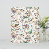 Blauwgroen en paars  vogelaankomstpapier (Staand voorkant)