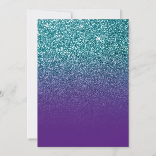 Blauwgroen en Paars Vrijgezellenfeest Ombre Glitte Kaart (Achterkant)