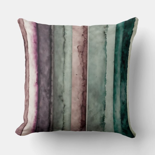blauwgroen en paarse abstracte strepen kussen (Voorkant)