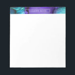 Blauwgroen en Paarse alcoholinkt Vloeibare Abstrac Notitieblok<br><div class="desc">Dit ontwerp is voorzien van een stuk originele abstracte kunst bovenaan. De vloeibare kunstvorm - in de schaduw van blauwgroen en paars - doet denken aan abstracte waterverf, hoewel het effect wordt bereikt door het gebruik van "alcoholinkt". Gebruik het gebied van de sjabloon om jouw naam toe te voegen en...</div>