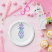 Blauwgroen en Paarse ananas van Aqua Papieren Bordje (Feest)