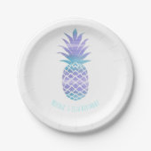 Blauwgroen en Paarse ananas van Aqua Papieren Bordje (Voorkant)