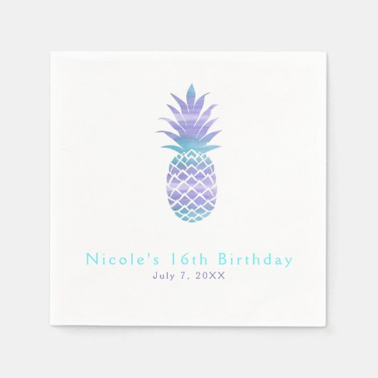 Blauwgroen en Paarse ananas van Aqua Servet (Voorkant)