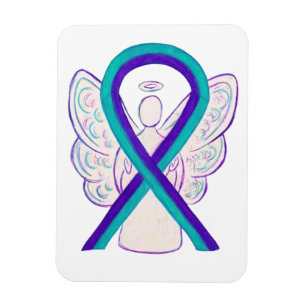Blauwgroen en Paarse bewustwording Ribbon Angel Ma Magneet