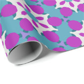 Blauwgroen en Paarse bloemmotief PP4 Cadeaupapier (Rol Hoek)