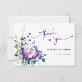 Blauwgroen en Paarse bruiloft Bedankt