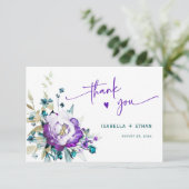 Blauwgroen en Paarse bruiloft Bedankt (Staand voorkant)