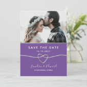 Blauwgroen en Paarse bruiloft Save The Date (Staand voorkant)