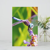 Blauwgroen en paarse dragonvlieg briefpapier (Staand voorkant)