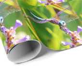 Blauwgroen en paarse dragonvlieg cadeaupapier (Rol Hoek)
