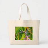 Blauwgroen en paarse dragonvlieg grote tote bag (Voorkant)