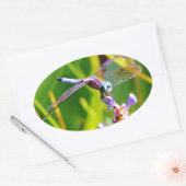 Blauwgroen en paarse dragonvlieg ovale sticker (Envelop)