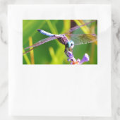 Blauwgroen en paarse dragonvlieg rechthoekige sticker (Tas)