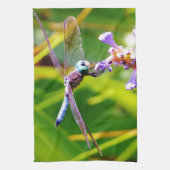 Blauwgroen en paarse dragonvlieg theedoek (Verticaal)