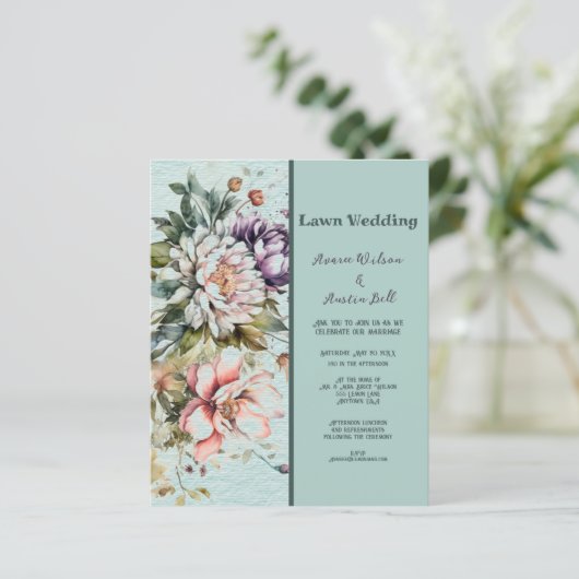 BLAUWGROEN en Paarse Floral Wedding (Staand voorkant)