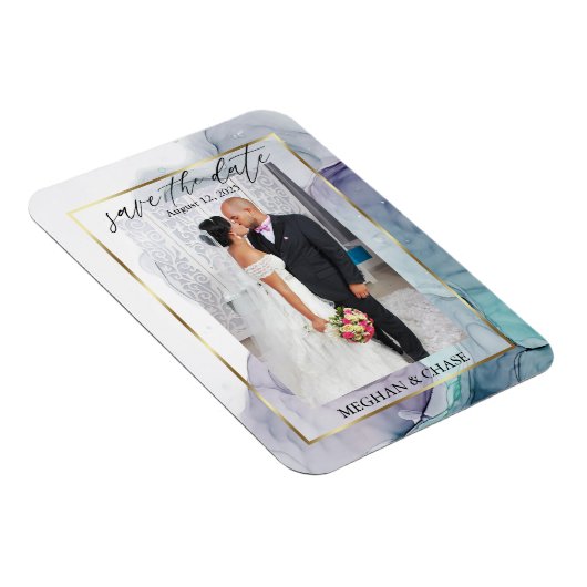 Blauwgroen en Paarse foto Opslaan datum Magneet (Rechterzijde)