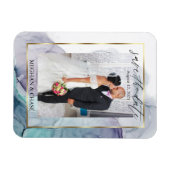 Blauwgroen en Paarse foto Opslaan datum Magneet (Horizontaal)