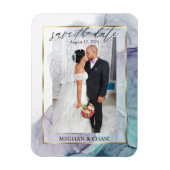 Blauwgroen en Paarse foto Opslaan datum Magneet (Verticaal)