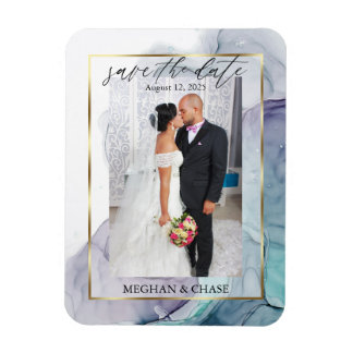 Blauwgroen en Paarse foto Opslaan datum Magneet