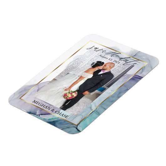 Blauwgroen en Paarse foto Opslaan datum Magneet (Linkerzijde)