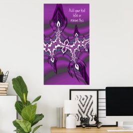 Blauwgroen en Paarse Fractal Feathers met de Citaa Poster