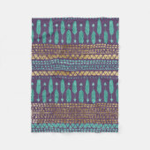 Blauwgroen en Paarse gouden pijlen - Tribal-Aztec- Fleece Deken (Voorkant)