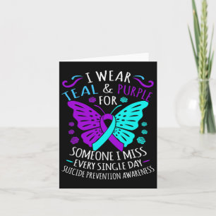 Blauwgroen en Paarse Happy Suicide Awareness Onder Kaart