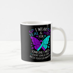Blauwgroen en Paarse Happy Suicide Awareness Onder Koffiemok