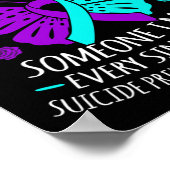 Blauwgroen en Paarse Happy Suicide Awareness Onder Poster (Hoek)