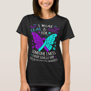 Blauwgroen en Paarse Happy Suicide Awareness Onder T-shirt