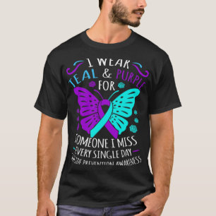 Blauwgroen en Paarse Happy Suicide Awareness Onder T-shirt