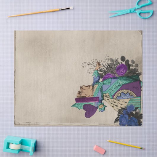 Blauwgroen en Paarse hartenkoningin ontbinding Tissuepapier (Craft)