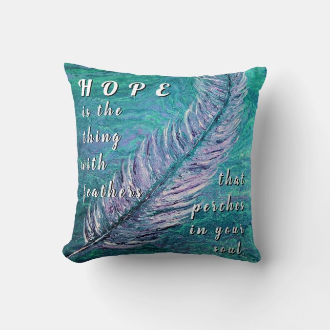 Blauwgroen en Paarse Hope Pillow voor Ovarian Canc Kussen (Voorkant)