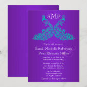 Blauwgroen en Paarse huwelijksuitnodigingen Kaart (Voorkant / Achterkant)
