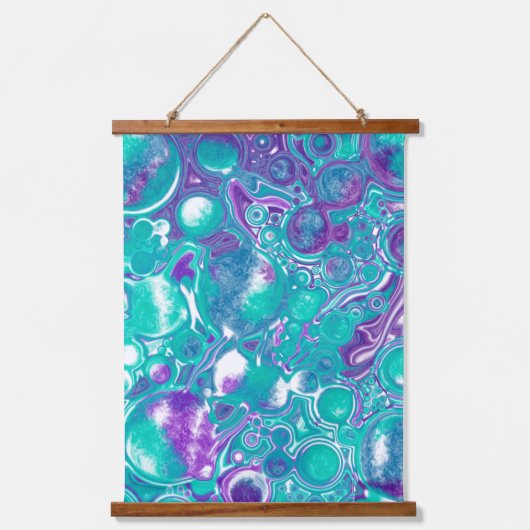 Blauwgroen en Paarse marmer fluid Art Hanging Tape Hangend Wandkleed (Voorkant 2)