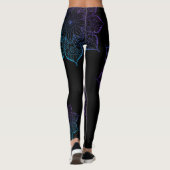 Blauwgroen en Paarse Ombre Faux Glitter Mandalas,  Leggings (Achterkant)