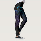 Blauwgroen en Paarse Ombre Faux Glitter Mandalas,  Leggings (Rechts)