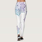 Blauwgroen en Paarse Ombre Faux Glitter Mandalas,  Leggings (Achterkant)