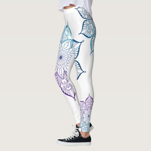 Blauwgroen en Paarse Ombre Faux Glitter Mandalas,  Leggings (Links)