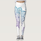 Blauwgroen en Paarse Ombre Faux Glitter Mandalas,  Leggings (Voorkant)