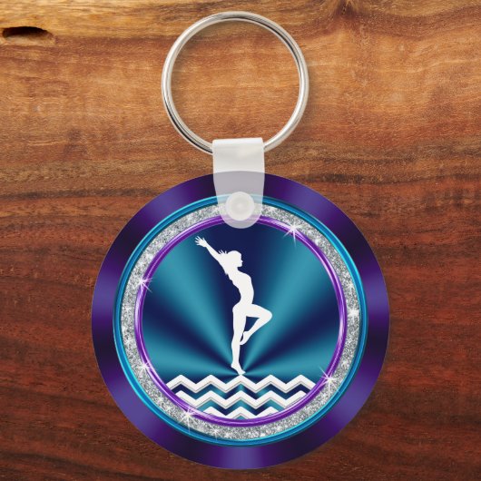 Blauwgroen en Paarse persoonlijke Gymnastische Gif Sleutelhanger (Achterkant)