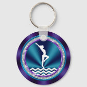 Blauwgroen en Paarse persoonlijke Gymnastische Gif Sleutelhanger (Achterkant)