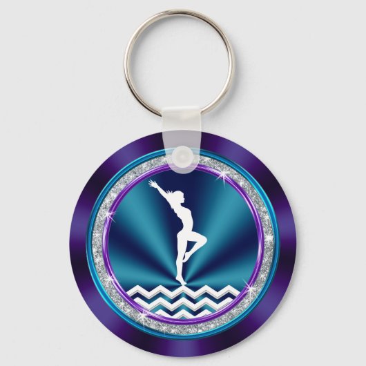 Blauwgroen en Paarse persoonlijke Gymnastische Gif Sleutelhanger (Achterkant)