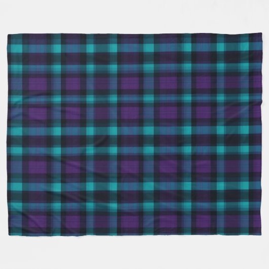 Blauwgroen en paarse plaid fleece deken (Voorkant (Horizontaal))
