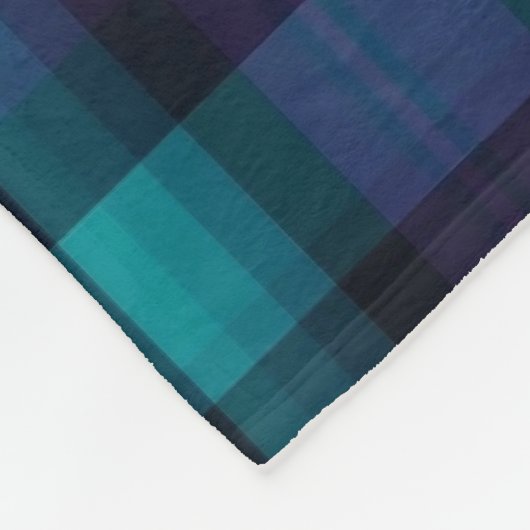 Blauwgroen en paarse plaid fleece deken (Hoek)
