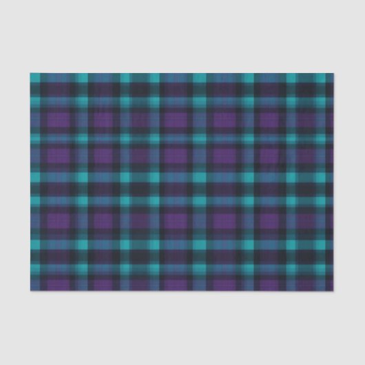 Blauwgroen en paarse plaid tissuepapier (Voorkant)