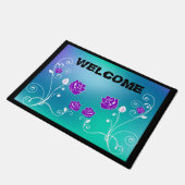 Blauwgroen en Paarse Rozen Deurmat (Schuin)