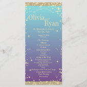 Blauwgroen en Paarse Rustieke Ombre" Huwelijk Programmakaart (Voorkant)