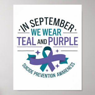 Blauwgroen en Paarse september zelfmoordpreventie Poster